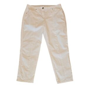 Chicos The Ultimate Fit Casual Cotton Ankle Pants White 2.5 L 14 Stretch Pockets